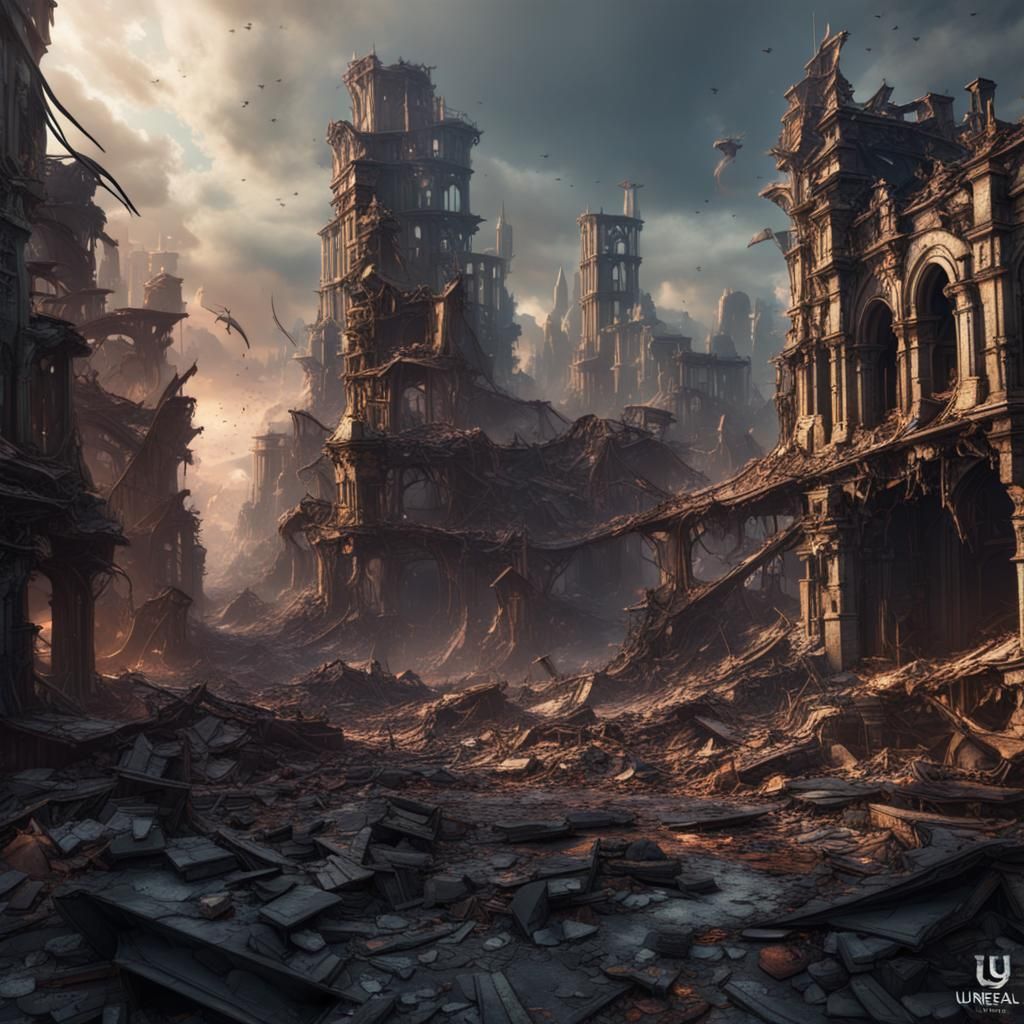 Detailed Matte Painting of a Destroyed City