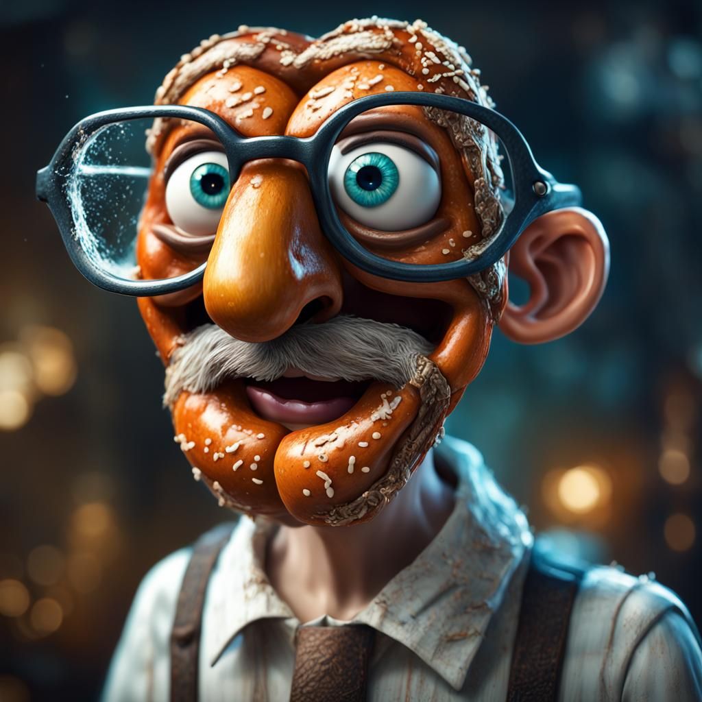 Pretzel Character in a Fantasy Landscape