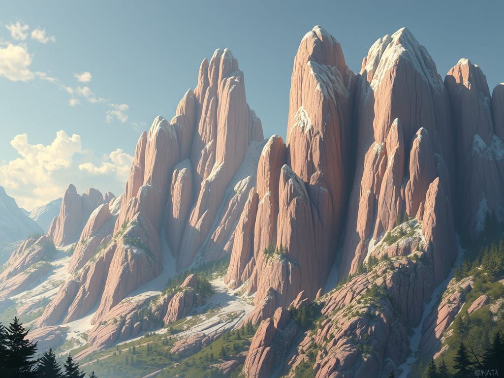 Surreal Mountain Landscape in Detailed Matte Painting Style