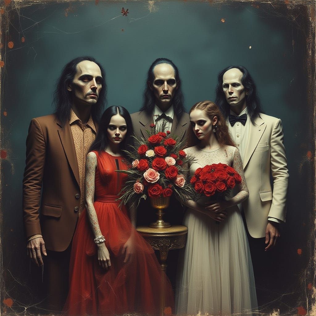 Vintage 1970s Prom Photo with Distorted Figures