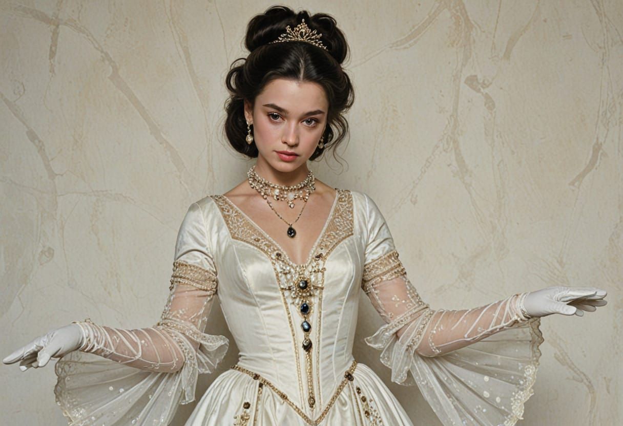 Elegant 19th-Century Ballroom Scene in Opulent Russian Estat...