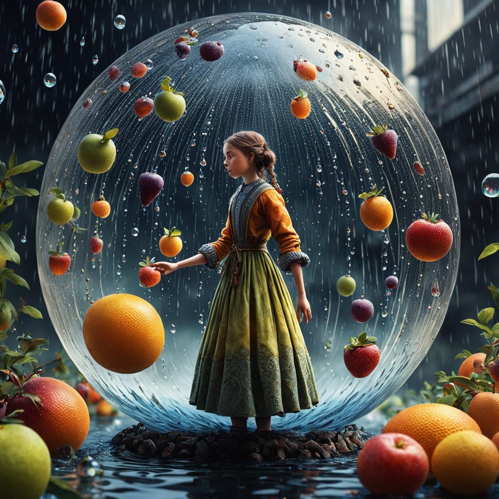 Whimsical Water Wonderland in Vibrant Surrealism