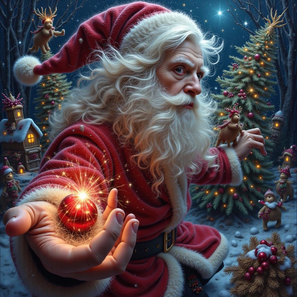 Abstract Christmas Scene with Barcode Artwork