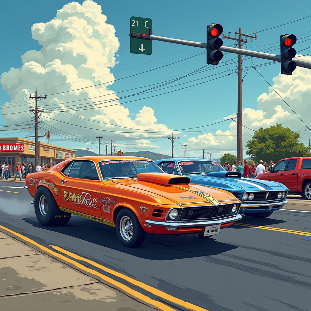 Mongoose vs Snake: Drag Race Funny Cars in Urban Scene