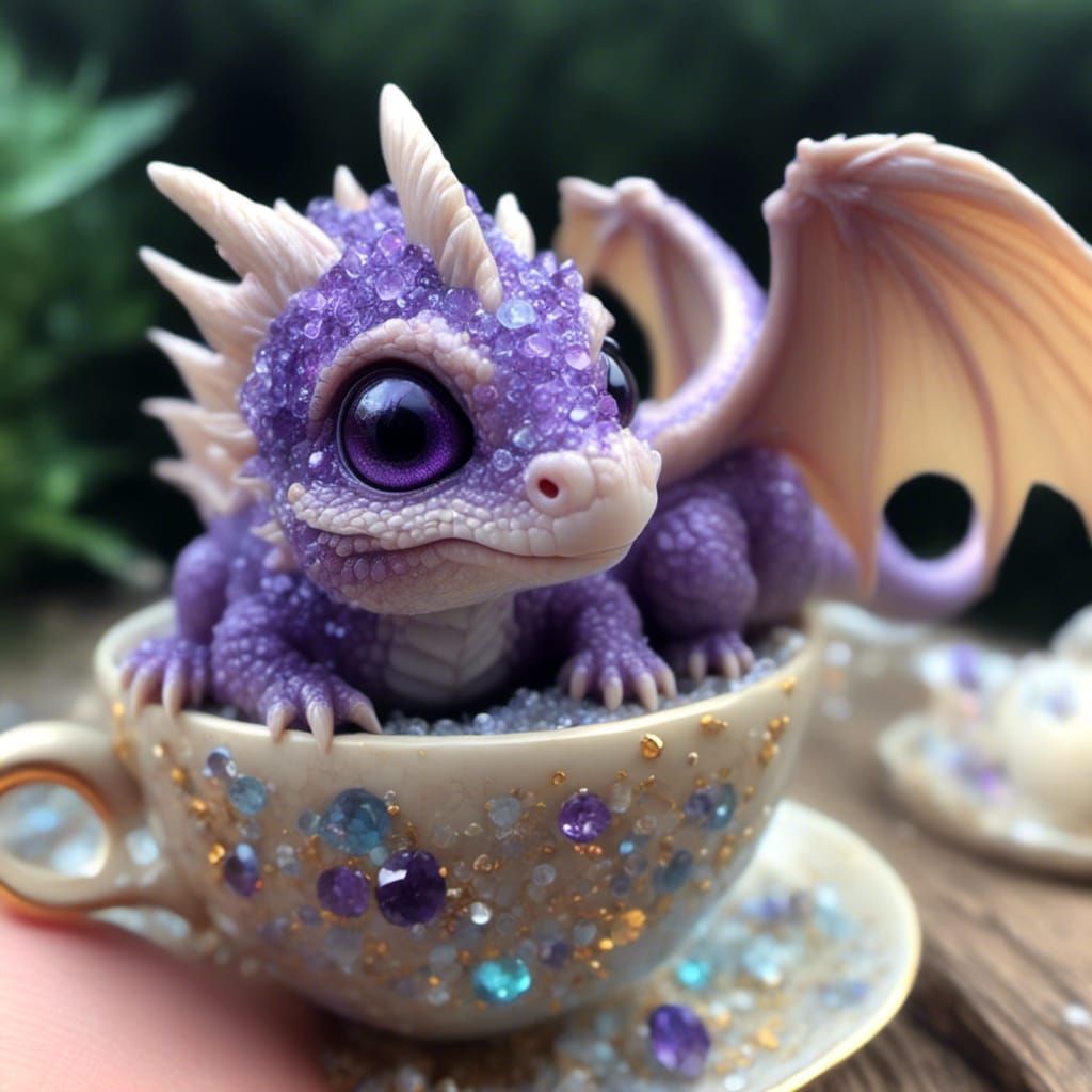 Purple Dragon and Crystal Snail in Teacup