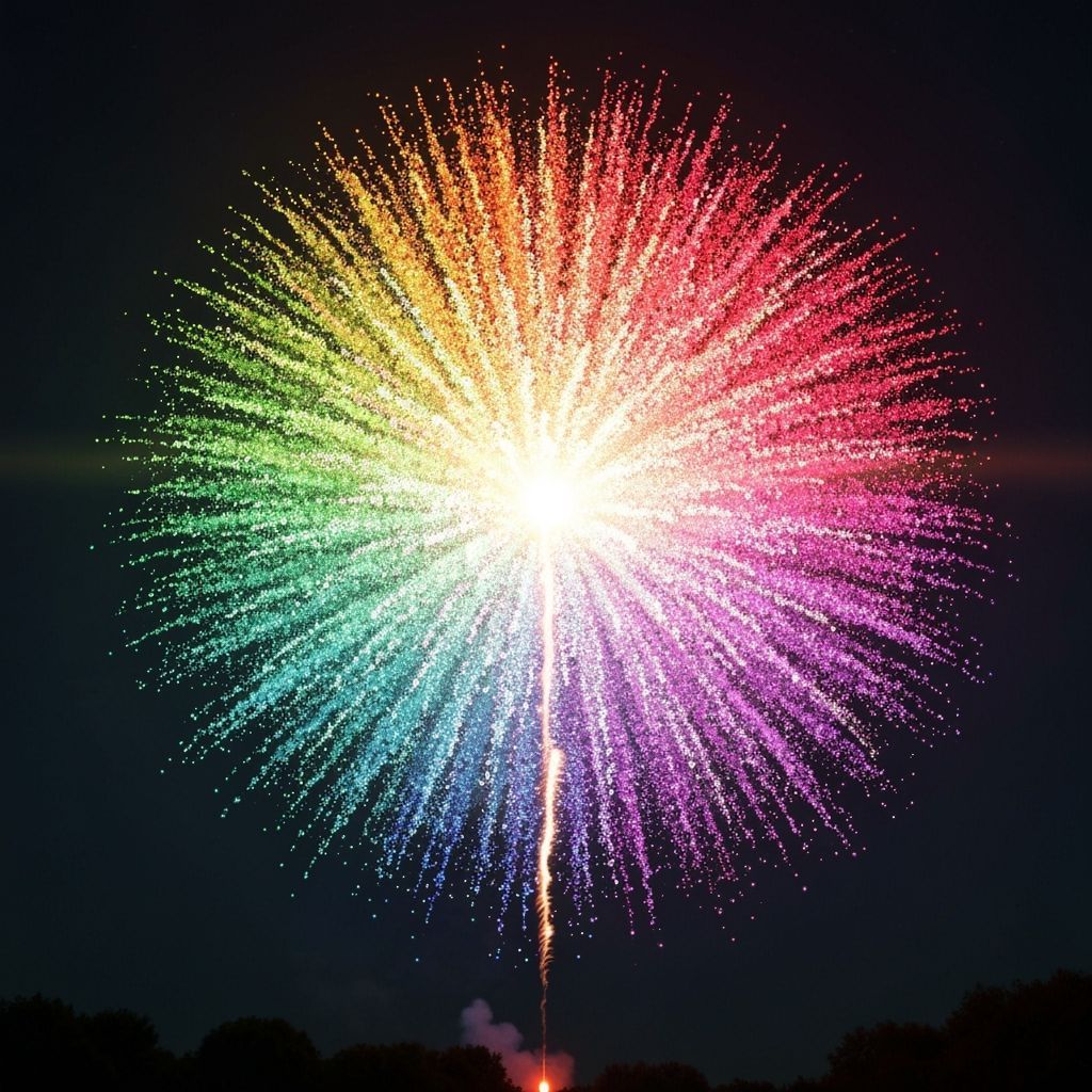 Rainbow Firework Explosion with Particle Effects