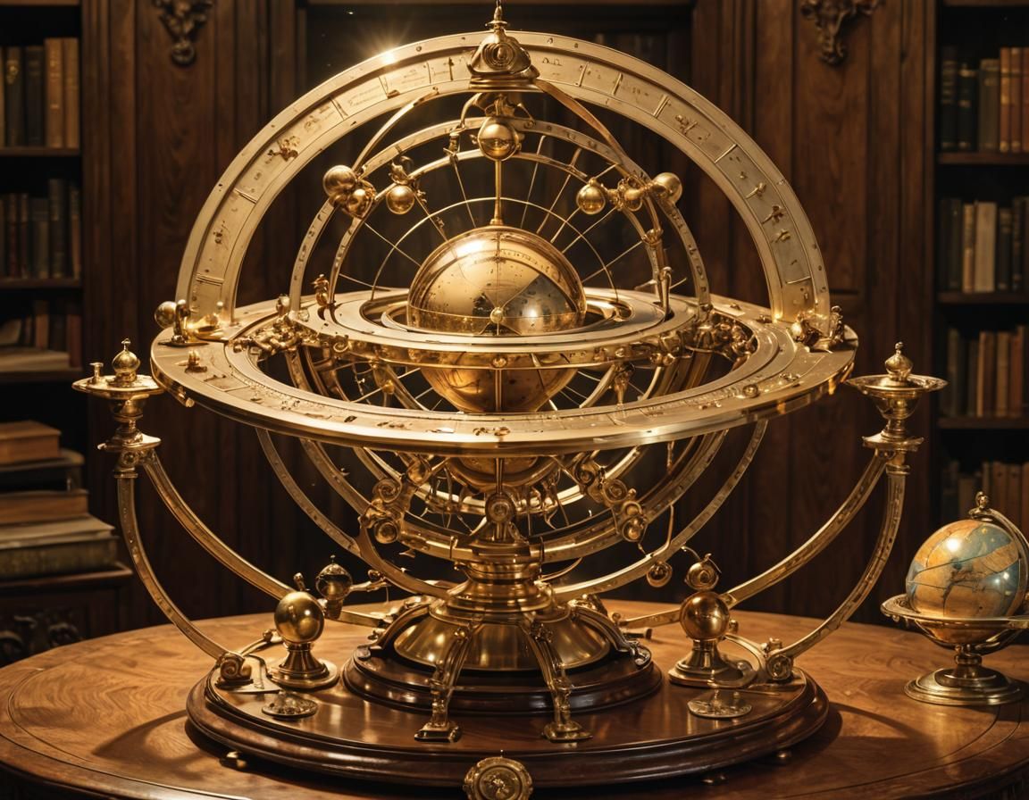 Baroque Orrery with Planets in Golden Light