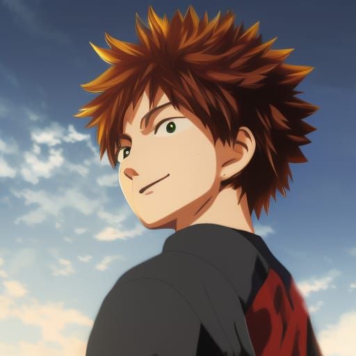 Anime Key Visual of Katsuki Bakugo in Ghibli Style