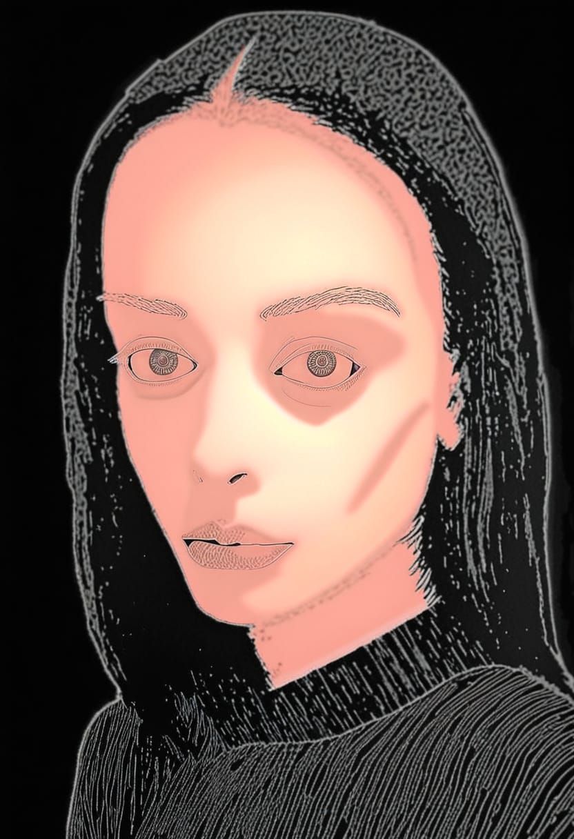 Gothgirl Portrait in Minimalist High Contrast Style