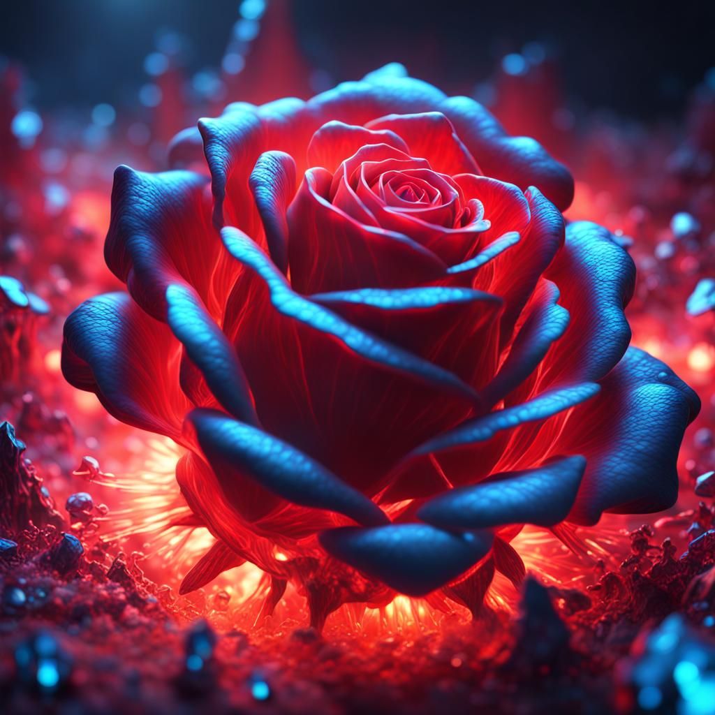 red blue rose