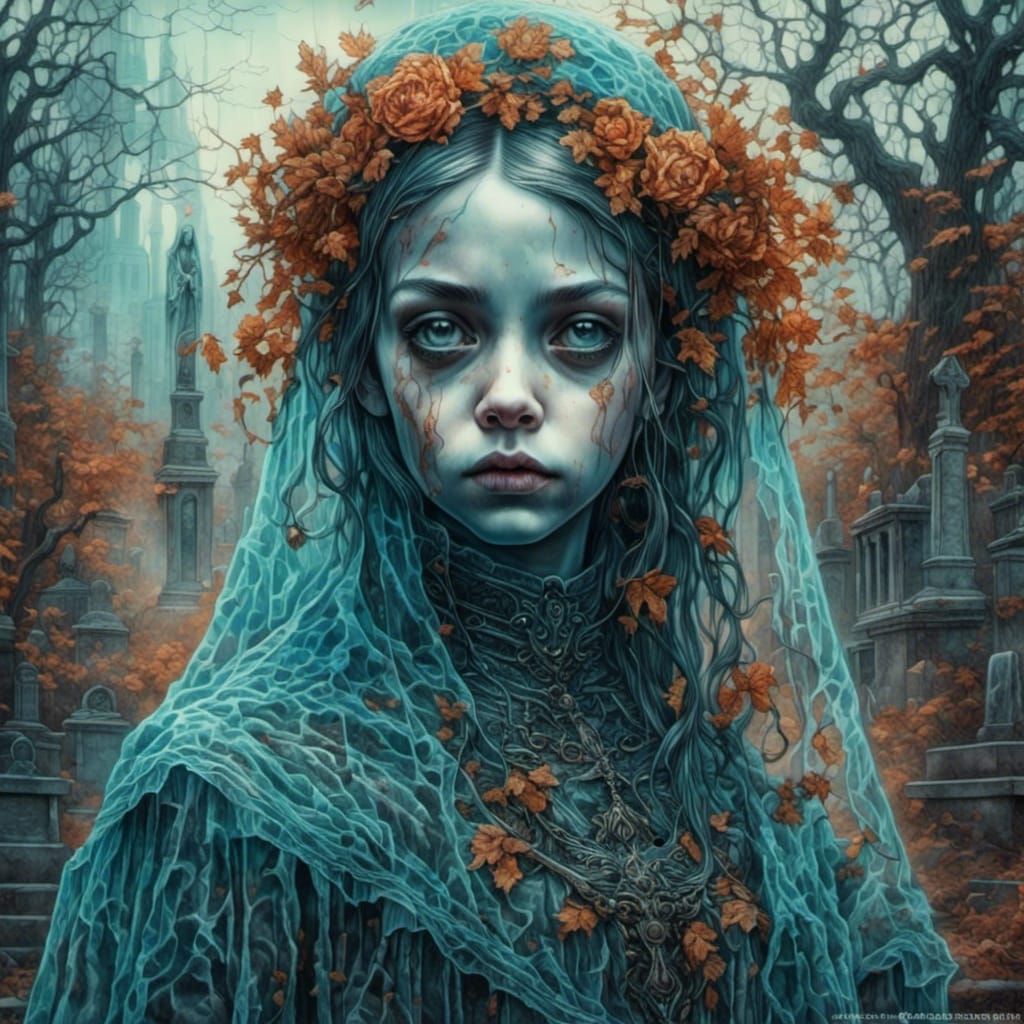 Gothic Girl Portrait in Graffiti Art Style