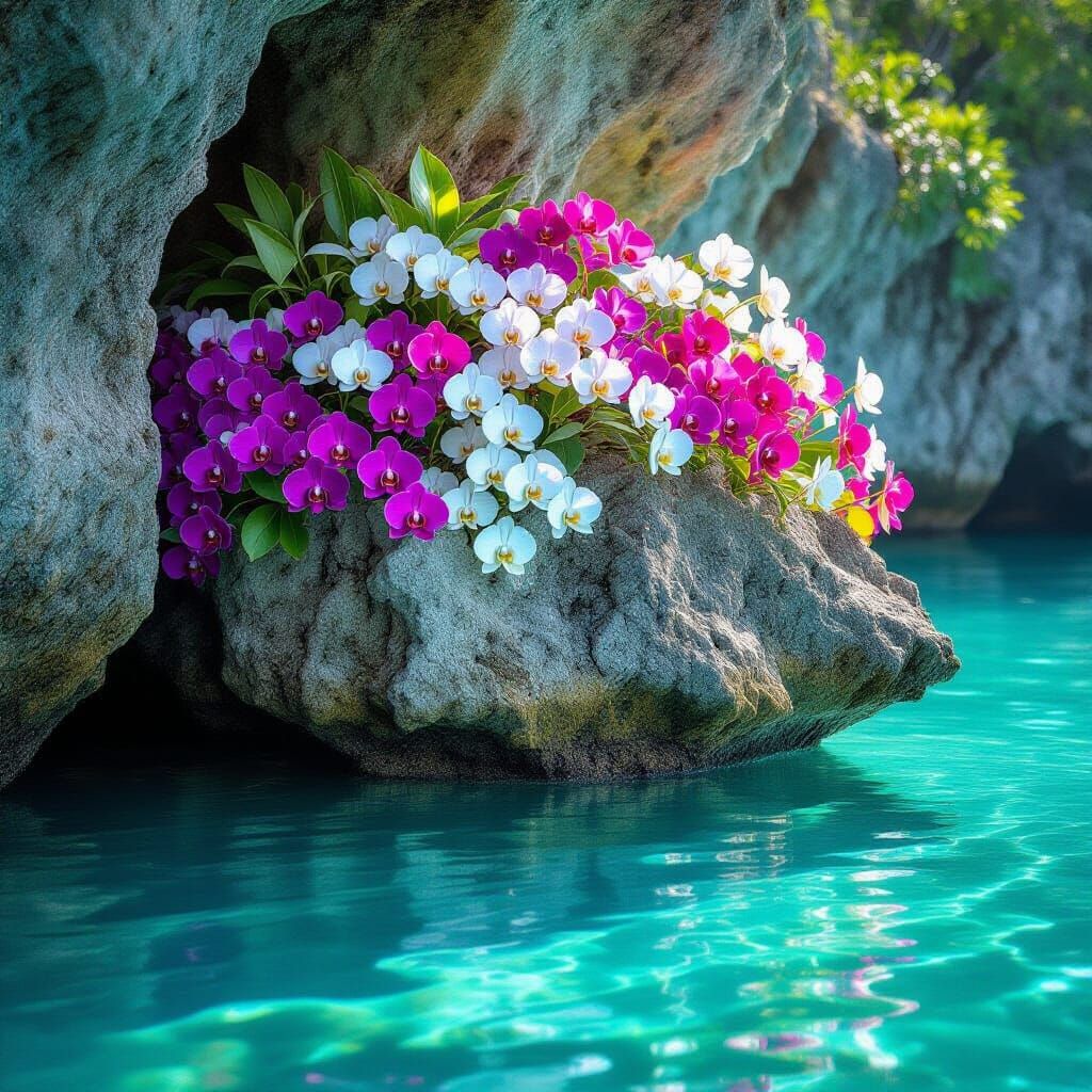 Floral Rock Formation in Turquoise Lagoon