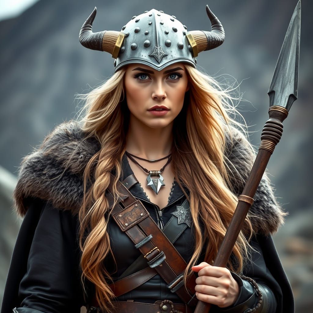 Female Warrior in Fierce Medieval Armor