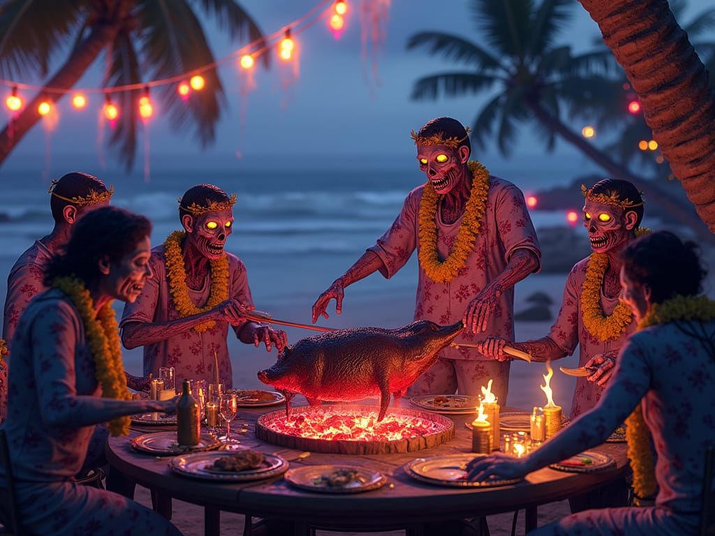 Zombie Luau: A Dark Fantasy Digital Painting