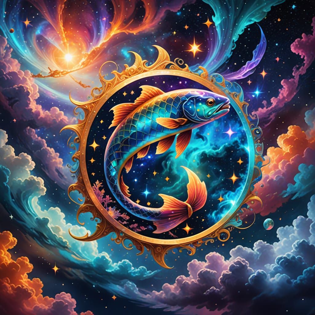 Pisces Rising Through Astral Clouds