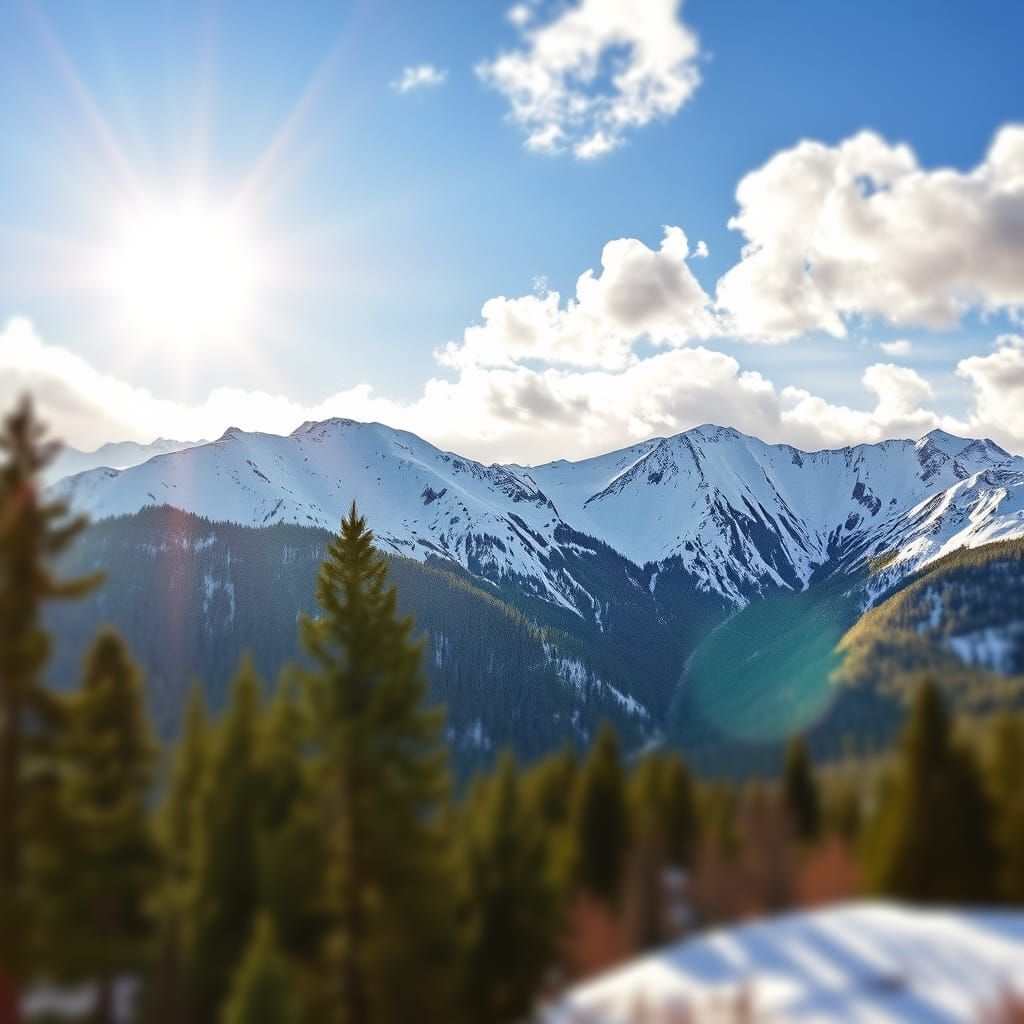 Snowy Mountains Landscape in Romantic Style
