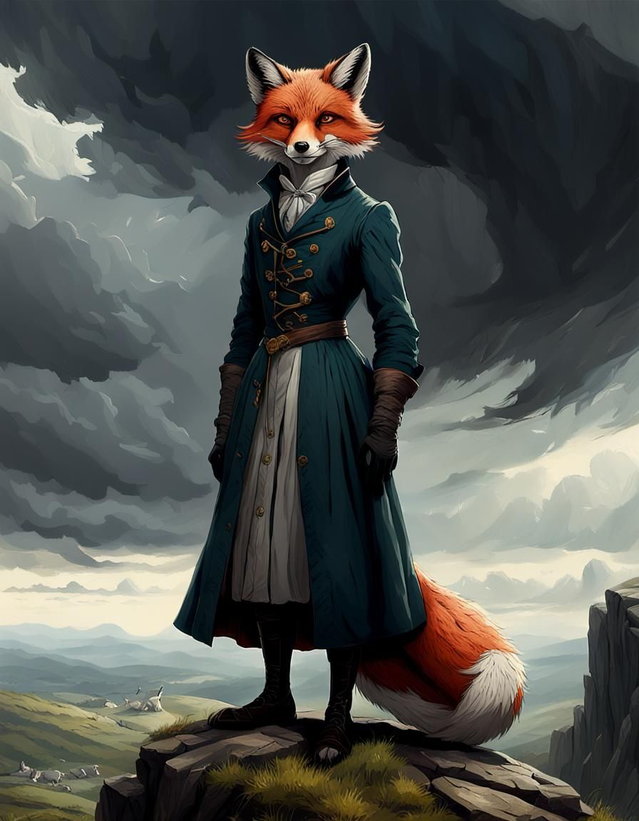 Wistful Fox on Windy Crag in Irish Highlands