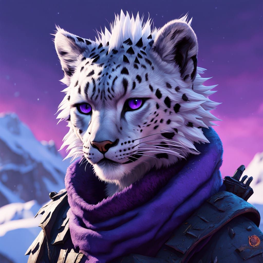 Fantastical Creature with Snow Leopard Ears and Wings