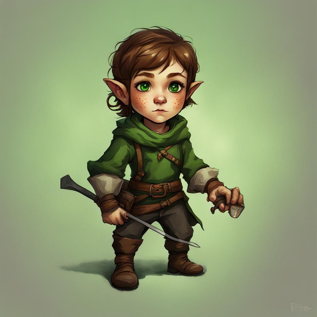 Freckled Halfling Rogue Portrait