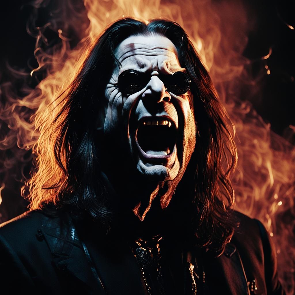 Dramatic Portrait of Screaming Man with Glowing Eyes