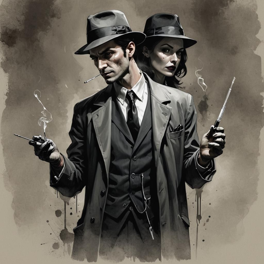 Sinister Evil Scientist in Noir Crime Setting