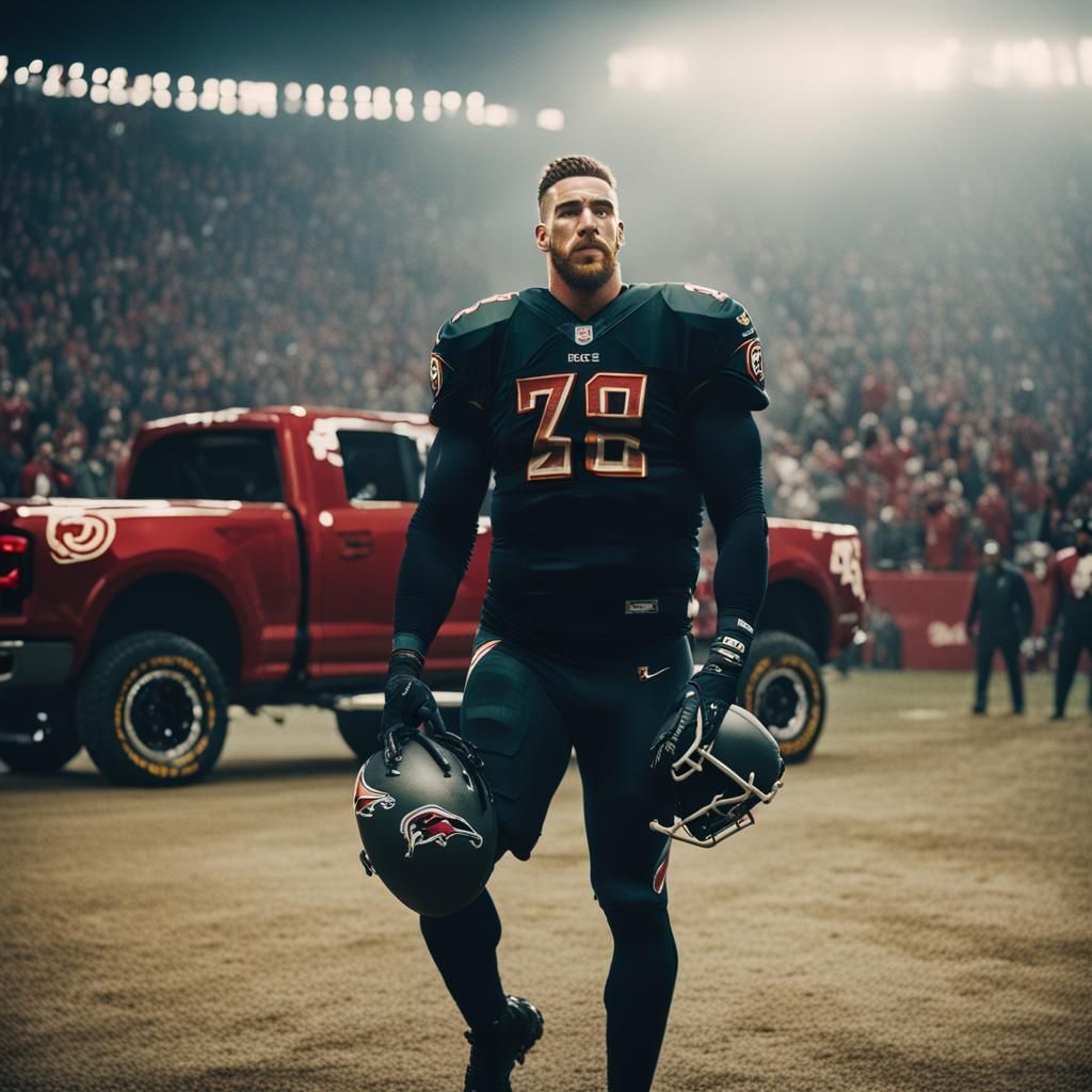 Cinematic Film Still of Travis Kelce