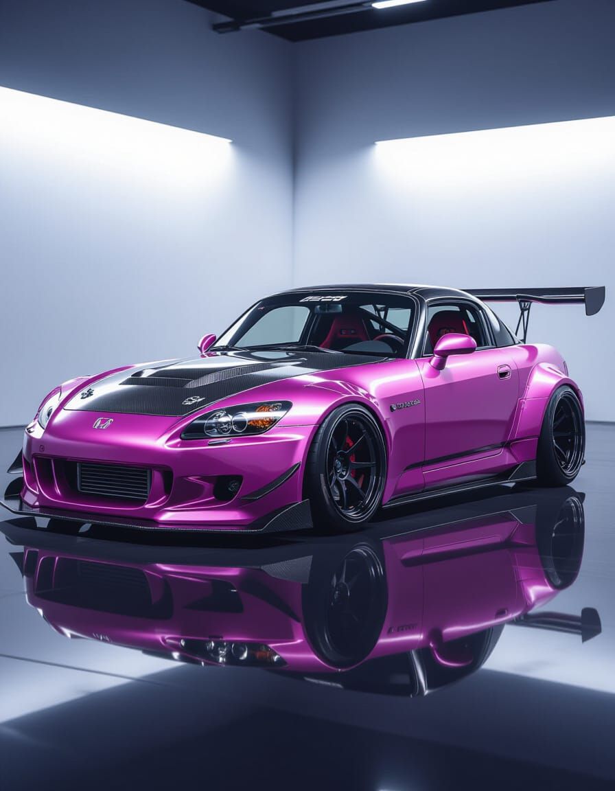 Modified Honda S2000 Sports Car in Metallic Pink