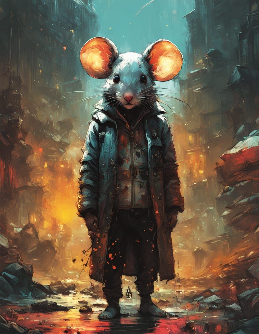 Intricate Portrait of a Shy Mouse in Sci-Fi Style