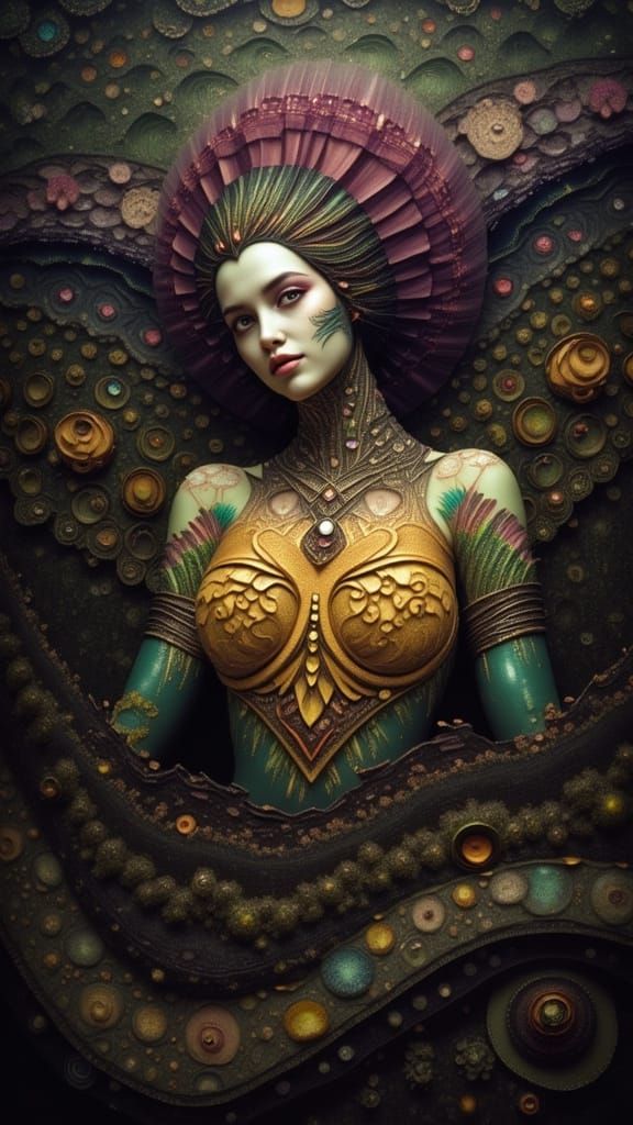 Nebula Fairy Goddess with Intricate Tattoos