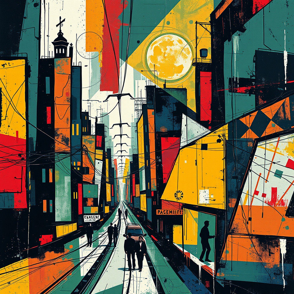 Urban Street Graffiti Art in Expressionist Style