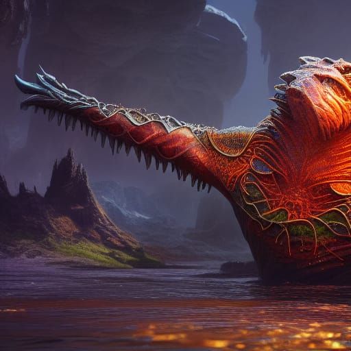 Fantastical Water Creature in Detailed Matte Painting