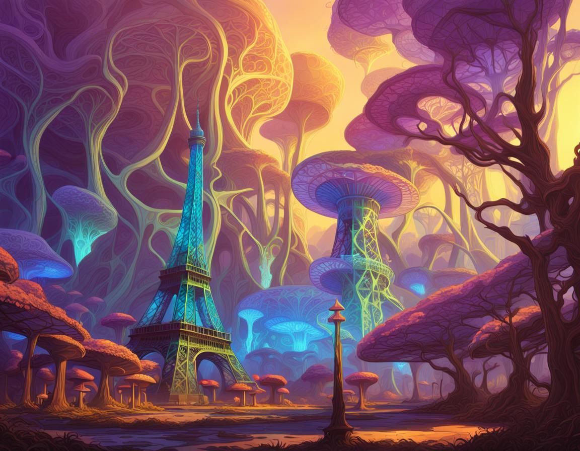 Eiffel Tower in a Mystical Concept Art Style