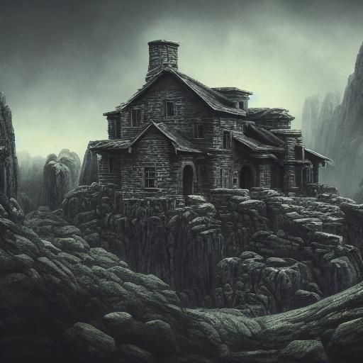 Mysterious Stone House in Bare Mountains: Digital Matte Pain...