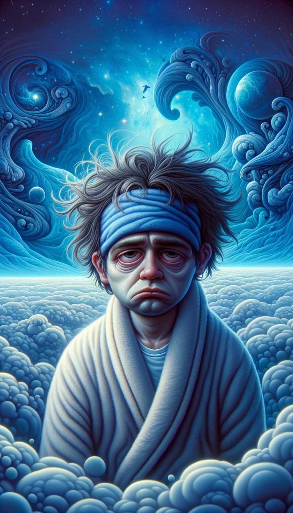 Cosmic Morning After in Surreal Blue Hues