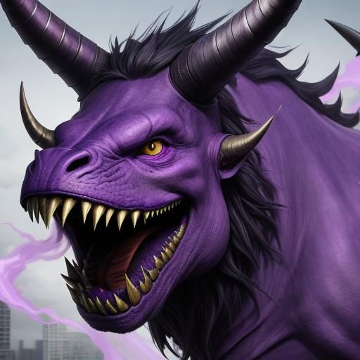 Vibrant Flying Purple People Eater in Hyperreal Style