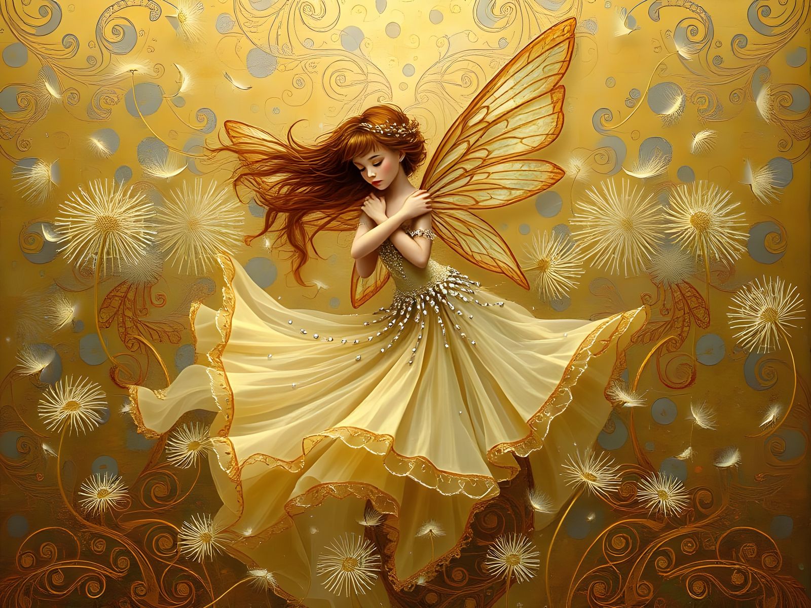 Surreal Floral Fairy in Art Nouveau Style