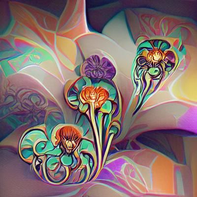 Psychedelic Art Nouveau Floral Design