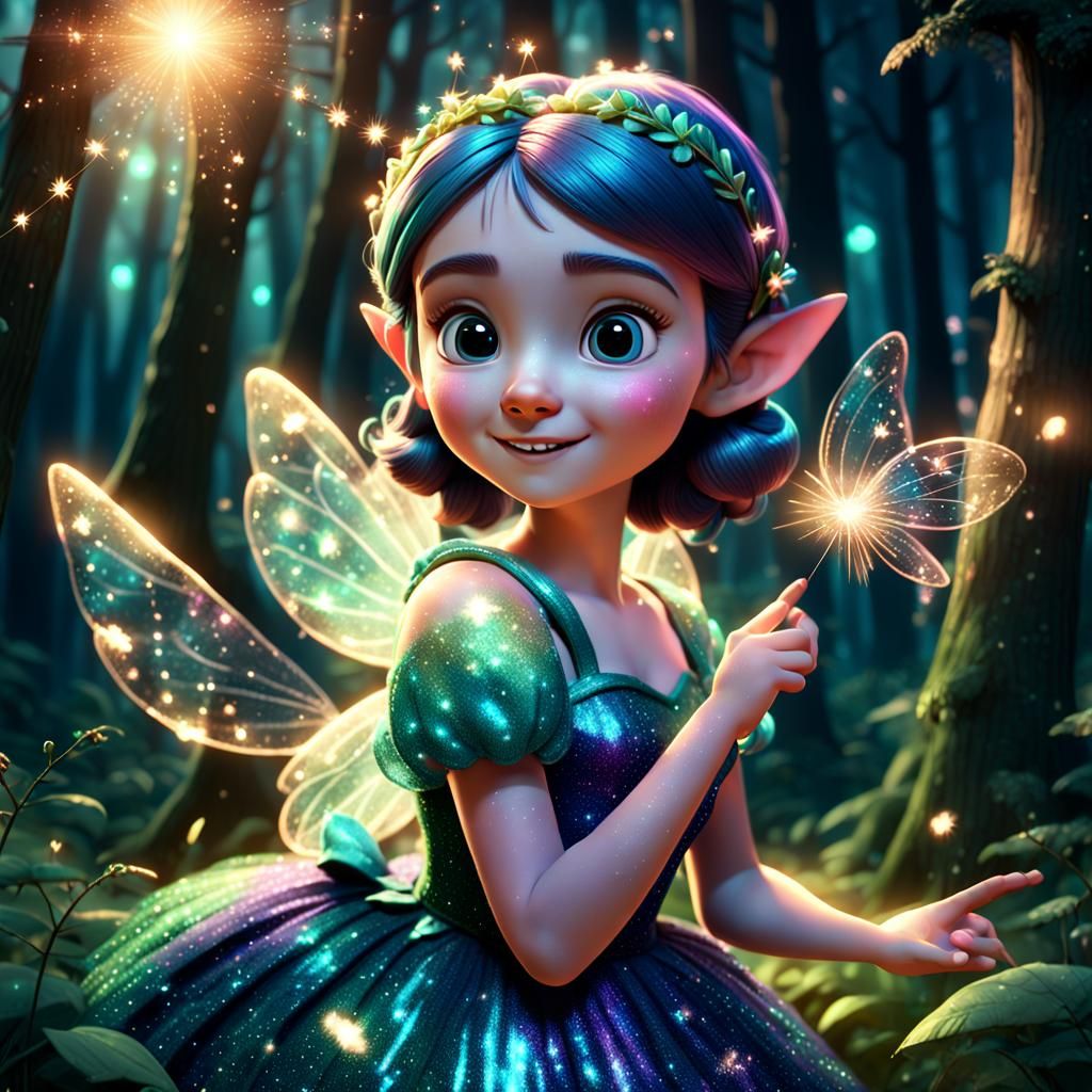 Friendly Fairy Sprinkling Fairy Dust: 3D Digital Art