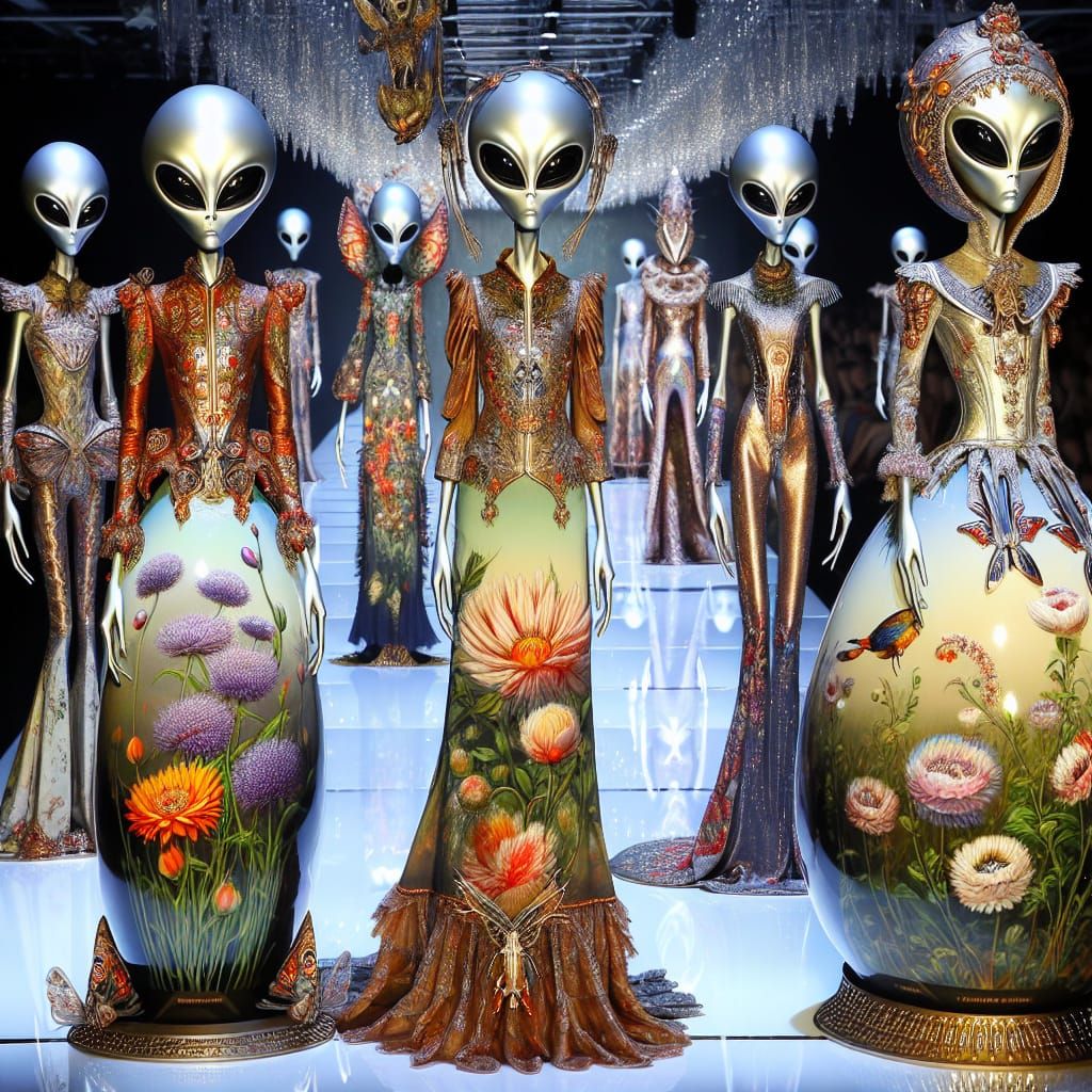 Alien fashion parade with Faberge winning the prompt
