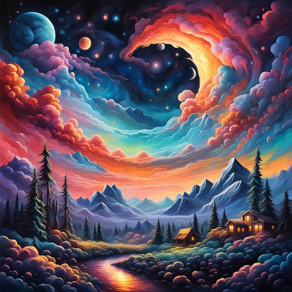 Colorful Graffiti Art of a Majestic Night Sky