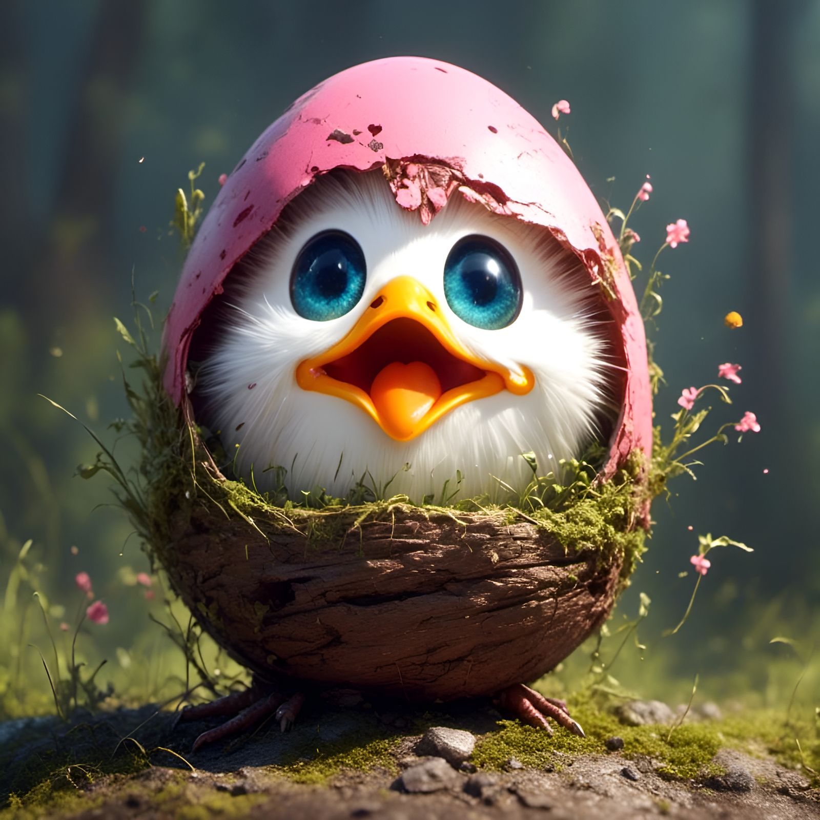 Adorable Scared Egg Cartoon in Disney Animation Style