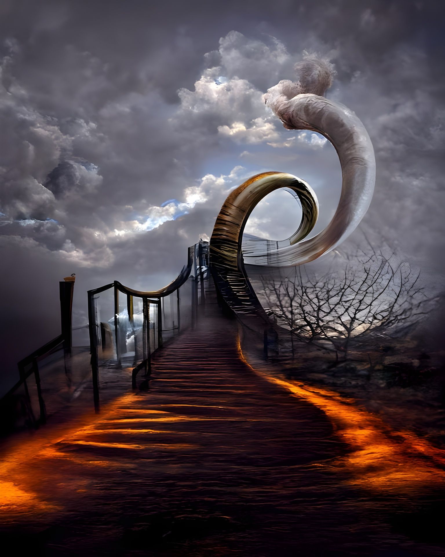 Surreal Walker on Golden Clouds