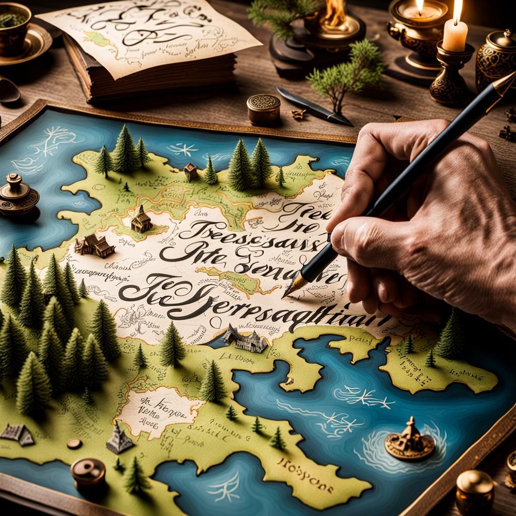 Calligraphy on Treasure Map