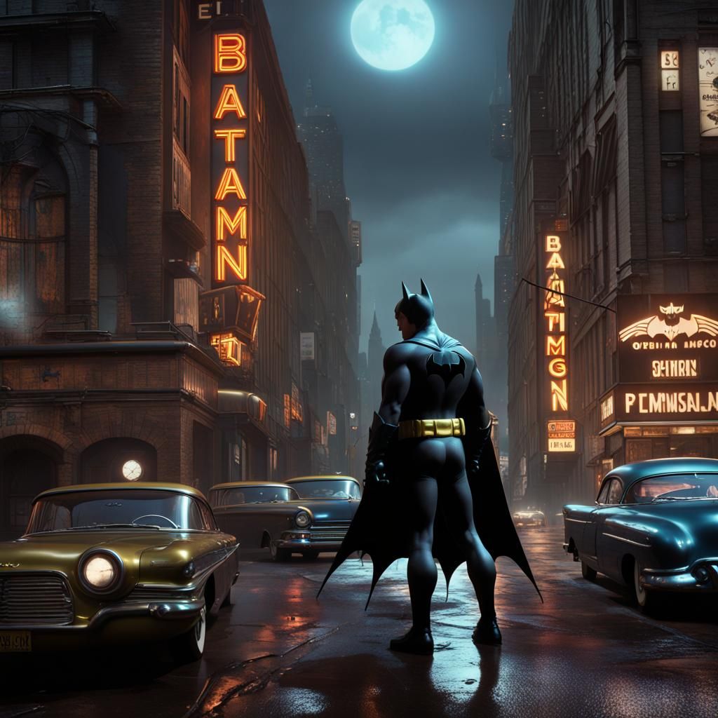 Batman and Robin in Gotham: Detailed Matte Painting