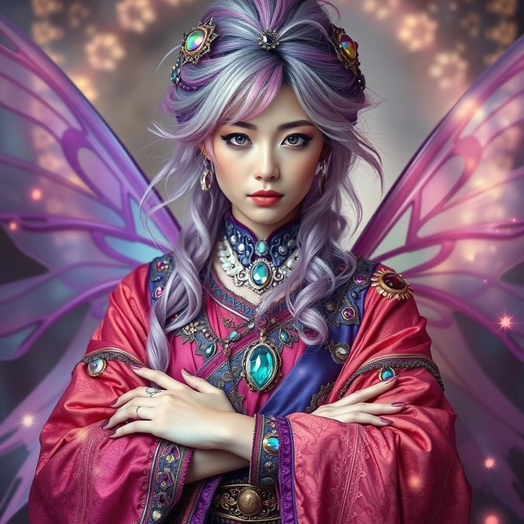 Mystical Magician with Glimmering Jewels and Tattoos