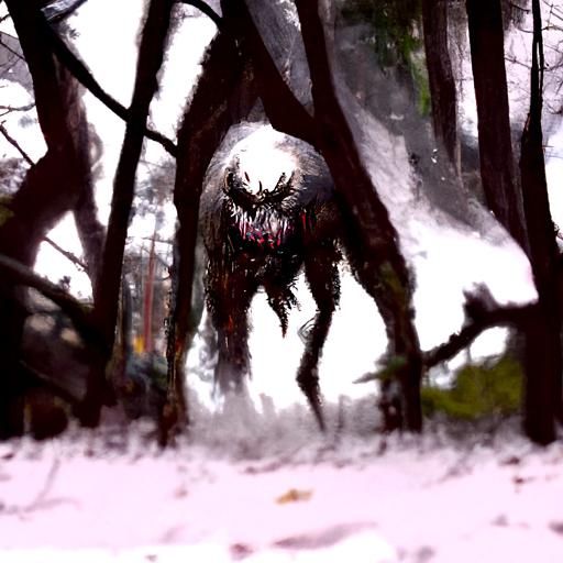 Sinister Monster in Forest, Dark Fantasy Art