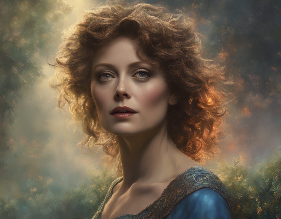 Susan Sarandon Portrait in Hyperrealist Impasto Style