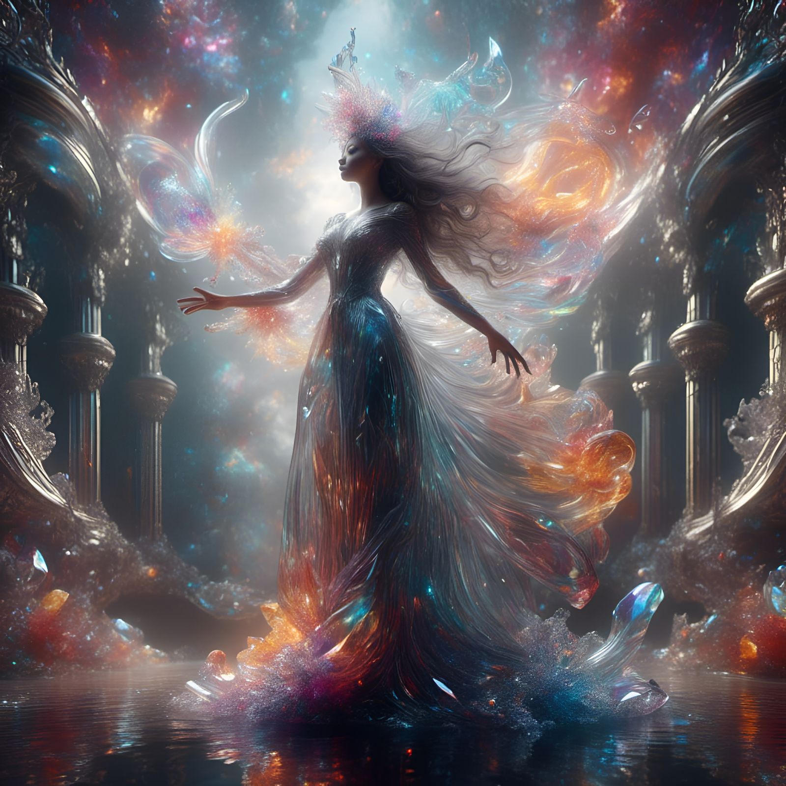 Crystalline Witch in an otherworldly Crystal Palace