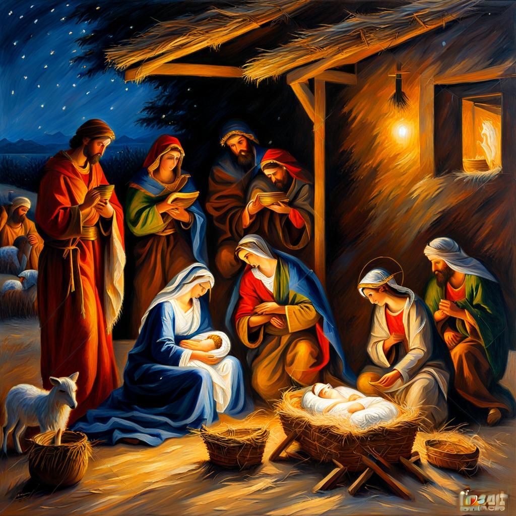 Impressionist Nativity Scene in Vivid Colors