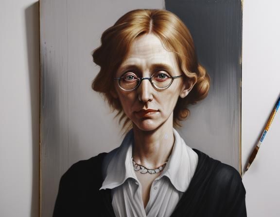 Hyperrealistic Painting of Virginia Woolf's Suicide